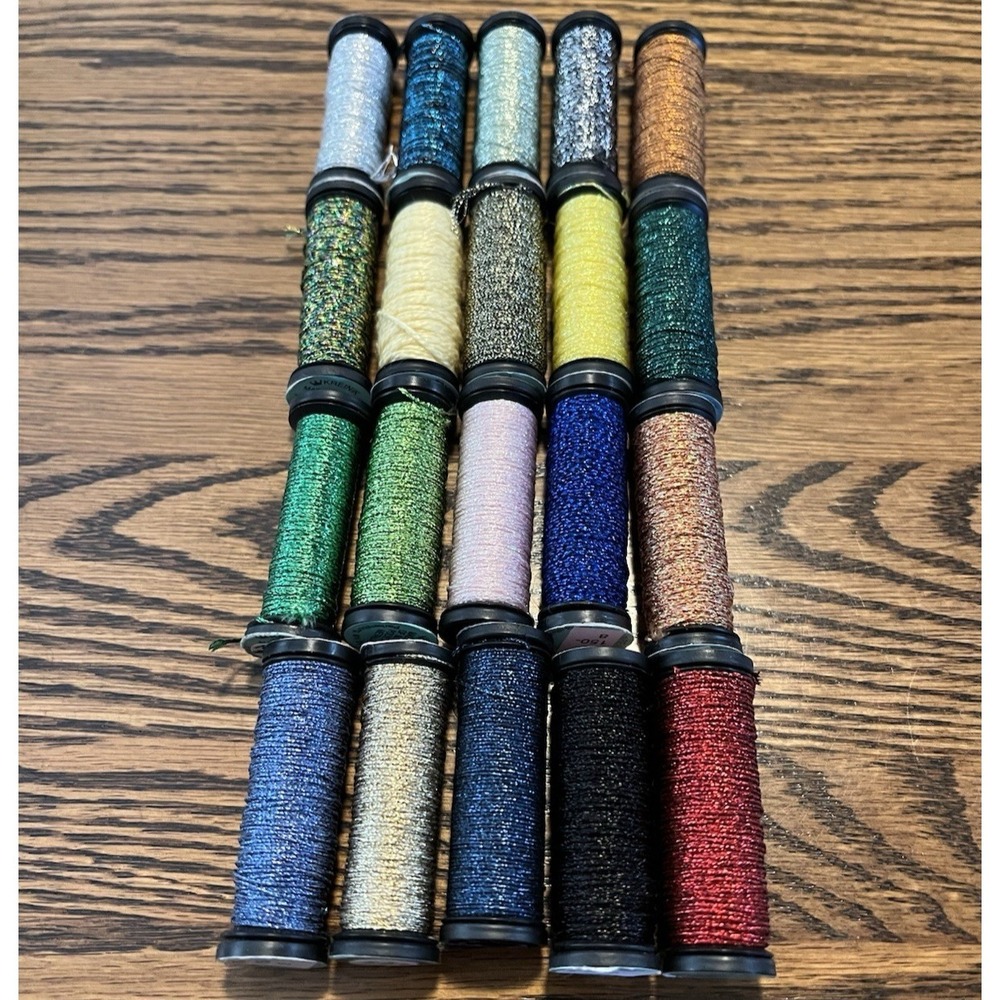 Lot 20 Kreinik ‎ Metalic Multicolor Fine Thread Spools Needlework Cross Stitch